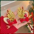 [Like New] Christmas Bow Hair Clips for Girls Red Gold Antler Design 2PCS by Deal US