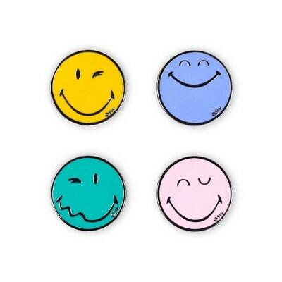 Yoobi SmileyWorld 4pk Enamel Pins Set Multicolor Smiley School Supplies by Deal US