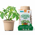 [Like New] Back to the Roots Organic Plantable Seed Starting Pots 4.25" Wide Brown 8 Ct by Deal US