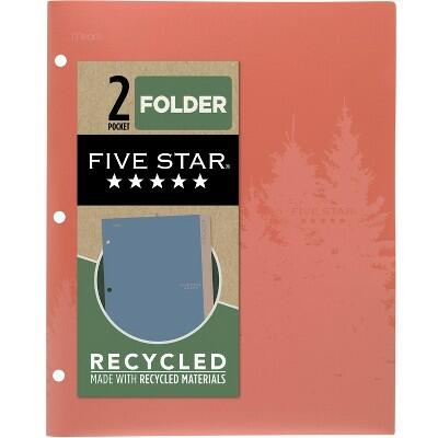 Five Star 2 Pocket Plastic Folder Recycled Polypropylene Zion Clay Pink by Deal US