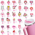 Ibuclein 30PCS Pink Girl Cover Cap for Stanley 40oz Cup Straw Toppers PVC by Deal US