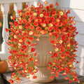 Hrobek Artificial Fall Hanging Flowers 2pcs Orange Sunset Silk Vine Decor by Deal US