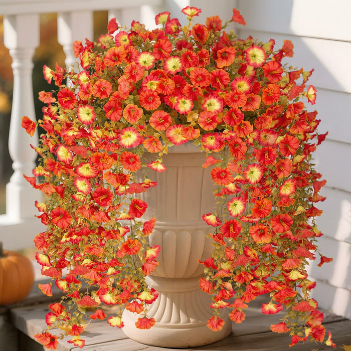 Hrobek Artificial Fall Hanging Flowers 2pcs Orange Sunset Silk Vine Decor by Deal US
