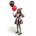 [Like New] Girls Scary Clown Costume Spooktacular Bloody Jester Dress Black White S by Deal US