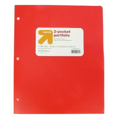 up&up 2 Pocket Plastic Folder Red Letter Size Durable Office Supply by Deal US