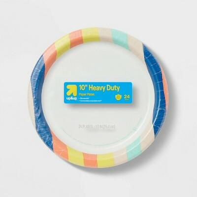 up&up Disposable Plate 10" Stripes 24ct Paper Plates by Deal US
