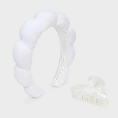 A New Day Headband & Claw Hair Clip Set Ivory 2pc White by Deal US