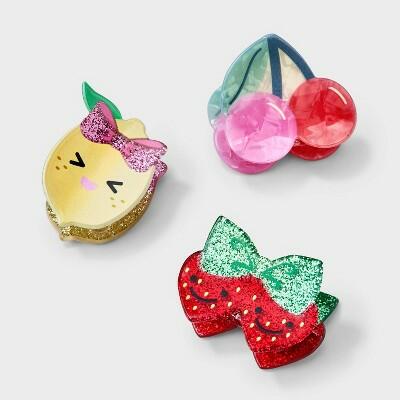 Cat & Jack Girls 3pk Fruit Themed Claw Clips Multicolor Hair Styling by Deal US