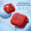Odbeai AirPods Pro 2nd Gen Case Flower Engraved Soft Silicone Blue Cover by Deal US