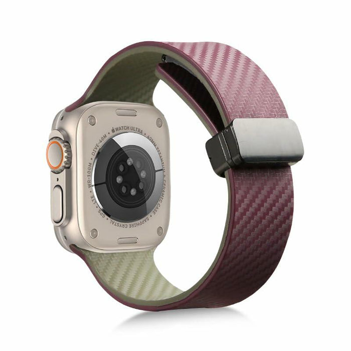 LYSMVIVI Carbon Fiber Silicone Apple Watch Band Pale Cerulean/Black by Deal US