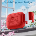 Odbeai AirPods Pro 2nd Gen Case Flower Engraved Soft Silicone Blue Cover by Deal US