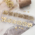 Nail Rhinestones Champagne Gold 1130pcs Flat Back 12 Grids DIY Craft by Deal US