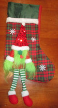 Unbranded Christmas Stocking Grinch Gnome Red Green Plaid 17 Inch by Deal US