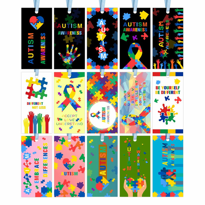 HUGAUTISM 180 Pcs Autism Awareness Calming Sensory Bookmarks Multicolor by Deal US