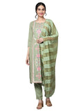 [Like New] Bani Women Rayon Embroidered Kurta Pant Dupatta Set Green Size XX-Large by Deal US