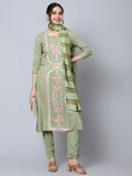 [Like New] Bani Women Rayon Embroidered Kurta Pant Dupatta Set Green Size XX-Large by Deal US
