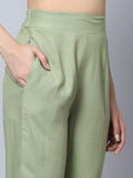[Like New] Bani Women Rayon Embroidered Kurta Pant Dupatta Set Green Size XX-Large by Deal US
