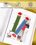 GIHOP Leather Mushroom Bookmarks 3 PCS Blue Green Yellow Handmade Cute by Deal US