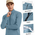 Corna Men's Quarter Zip Fleece Sweatshirt Stand Collar Blue Grey Size 3XL by Deal US