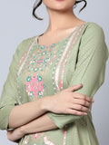 [Like New] Bani Women Rayon Embroidered Kurta Pant Dupatta Set Green Size XX-Large by Deal US