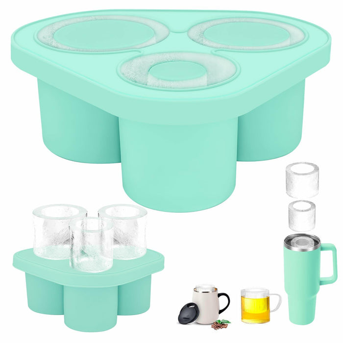 Azooken Silicone Ice Cube Tray with Lid & Bin for 30-40oz Tumbler Blue 3 Pcs by Deal US