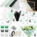 Qilery 334 Pc Flower Wrapping Paper Waterproof Floral Butterfly White Green by Deal US