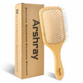 Arshray Bamboo Paddle Hair Brush Stainless Steel Teeth All Hair Types by Deal US