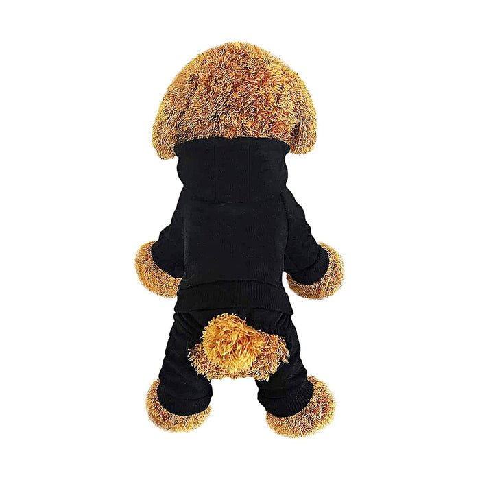 [Like New] LifeWheel Dog Hoodie Fleece Sweatshirt Buttons Winter Warm Cotton Black Size M by Deal US