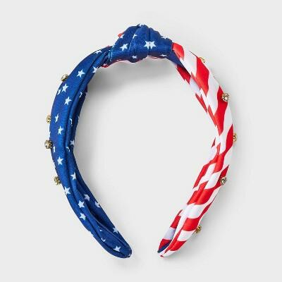 Americana Rhinestone Top Knot Headband Red White Blue Multicolor by Deal US