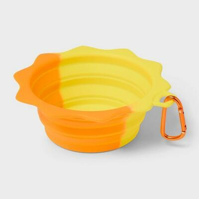 Sun Squad 13oz Collapsible Dog Bowl Yellow/Orange by Deal US