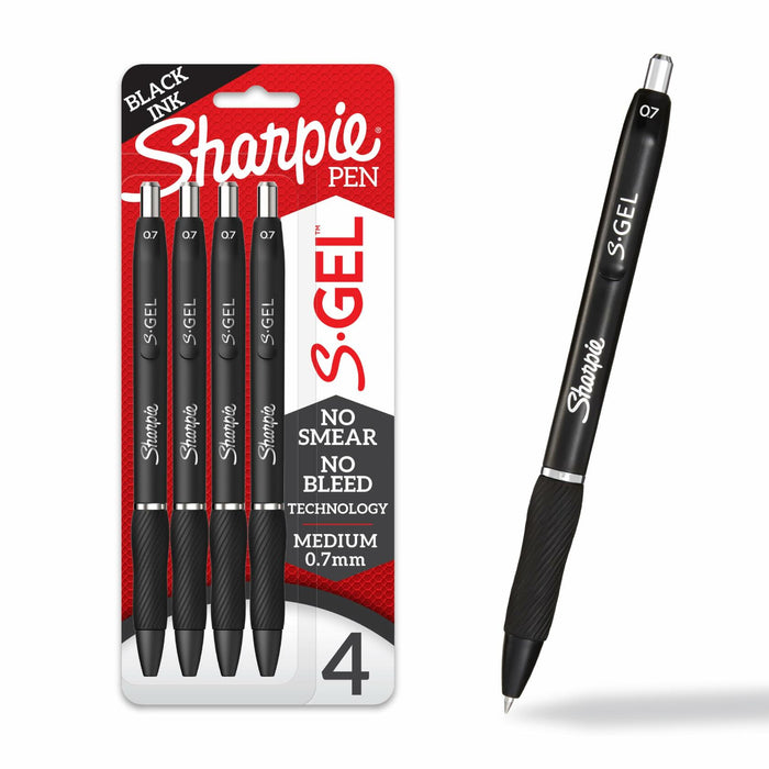 Sharpie S-Gel Pens Medium Point 0.7mm Black Ink 4 Count by Deal US