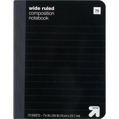 up&up Wide Ruled Black Marble Hardcover Composition Notebook 7.5x9.75 70pg by Deal US