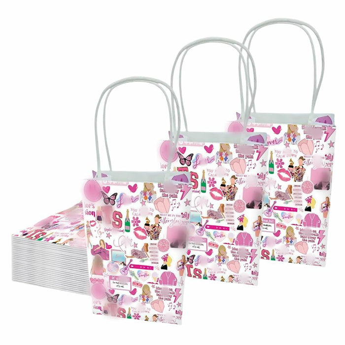 Kakbpe 10 Pcs Kraft Cartoon Party Gift Bags with Handle Pop Music Star Color by Deal US