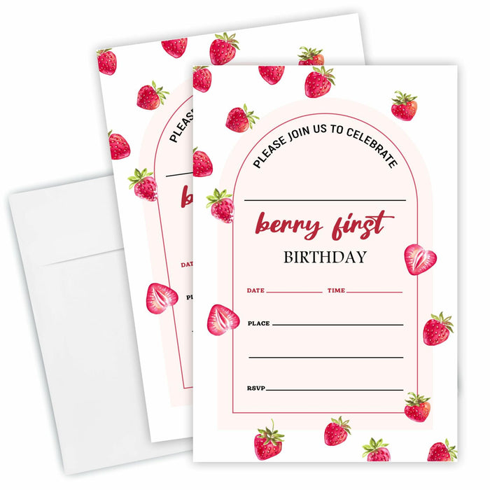 EXW 4x6 Birthday Invitations Berry Strawberry Pink Floral 20 Pcs Modern by Deal US