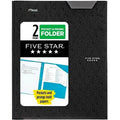 Five Star 2 Pocket Plastic Folder with Prongs Black by Deal US