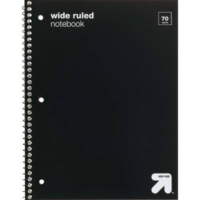 up&up Spiral Notebook 1 Subject Wide Ruled Flexible Plastic Cover 70 Pages by Deal US