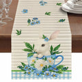 Hamiutci Easter Table Runner 13x72in Blue Bunny Floral Spring Decor by Deal US