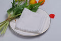 Cloth Dinner Napkins with Lace - Linen Rayon Cotton Blend -White by Deal US