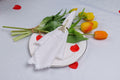 Cloth Dinner Napkins with Lace - Linen Rayon Cotton Blend -White by Deal US