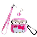 LZHZXM Cute Hello Cartoon Cat TPU Case with Pink Kawaii Lanyard Keychain by Deal US