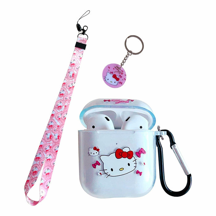 LZHZXM Hello Cartoon Cat TPU Case with Pink Lanyard Keychain Transparent by Deal US