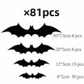 Finduat 81 Pcs Halloween Bat Wall Decor Black PVC 3D Stickers by Deal US