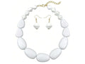 JHWZAIY White Acrylic Beaded Necklace Chunky Statement 02 Set by Deal US