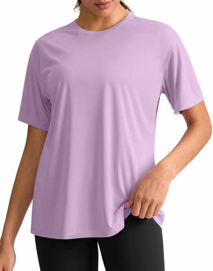 G Gradual Women's Loose Fit Short Sleeve Workout Shirt Hyacinth Purple Size M by Deal US