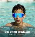 MARIDA Kids UV400 Baseball Sunglasses Sports Cycling White-Blue by Deal US