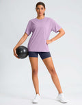 G Gradual Women's Loose Fit Short Sleeve Workout Shirt Hyacinth Purple Size M by Deal US