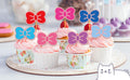 Hokinaa Kawaii Bow Cupcake Toppers 24 Pcs Cute Kitten Multi Colors by Deal US