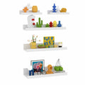 Lyeasw 16in White Floating Wall Shelves Set of 5 with Lip for Kitchen Bath by Deal US