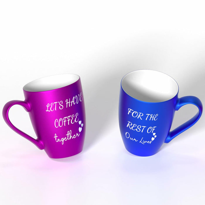 GMUGS Ceramic Coffee Mugs Set 11oz Purple Blue Wedding Bride Groom Gift by Deal US