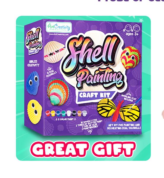 ArtCreativity Shell Painting Kit Kids Craft Supplies Creative Fun Ages 3+ by Deal US